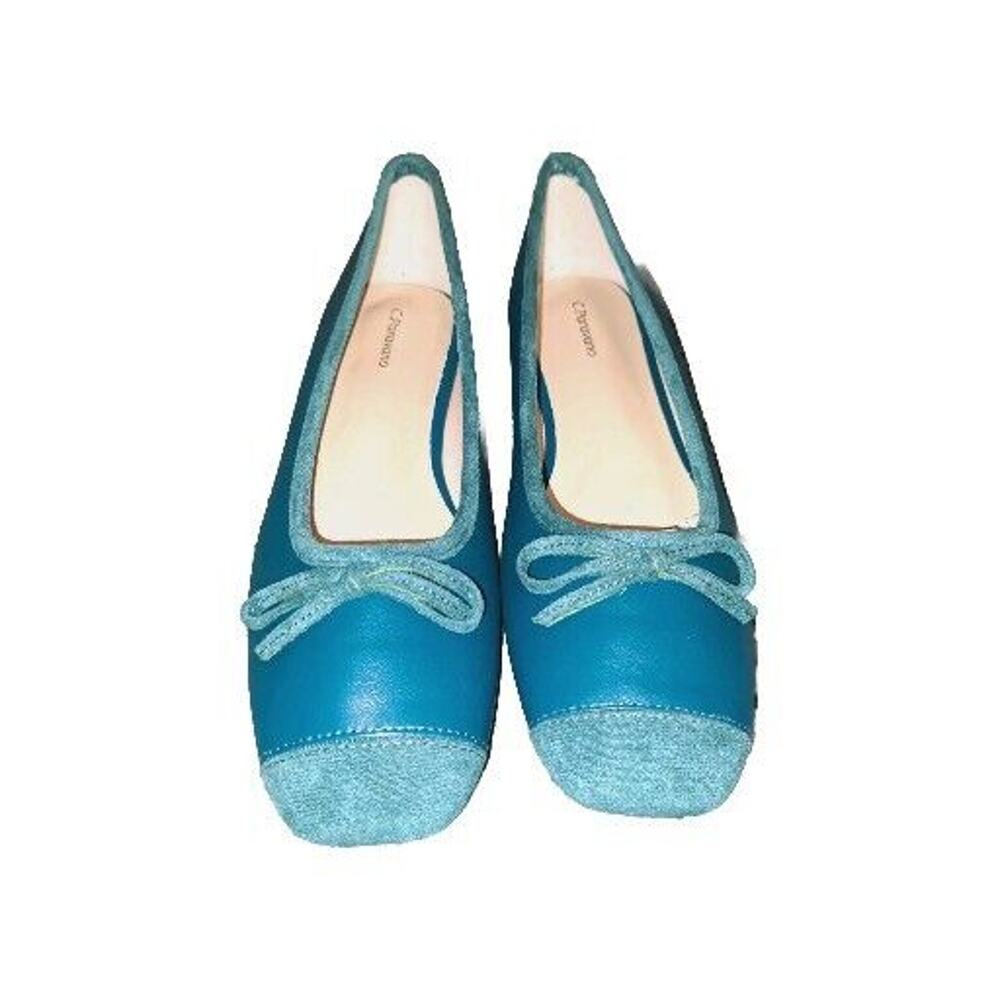 C. Paravano Peacock Blue Elena Cap-Toe Ballet Flats Comfort Shoes 41 US 9.5
